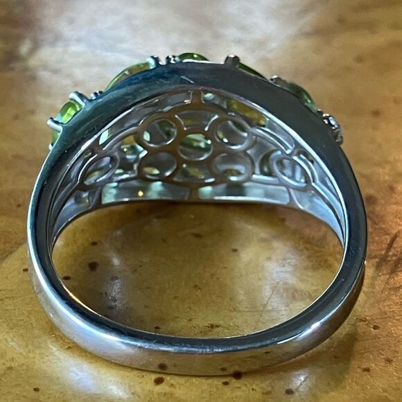 Natural Peridot Sterling Silver Ring Size 10 - Picture 5 of 9